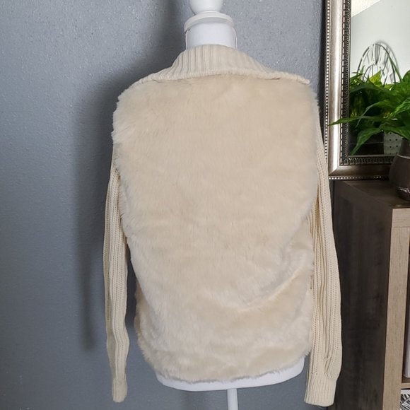Anthropologie  white faux fur sweater jacket - Picture 5 of 6